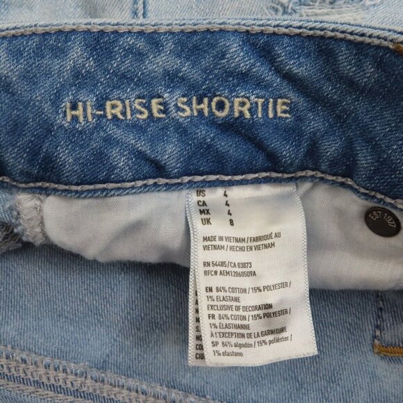 American Eagle Womens 4 Super Stretch Hi Rise Shortie Embroidered Roses Denim - Picture 6 of 9